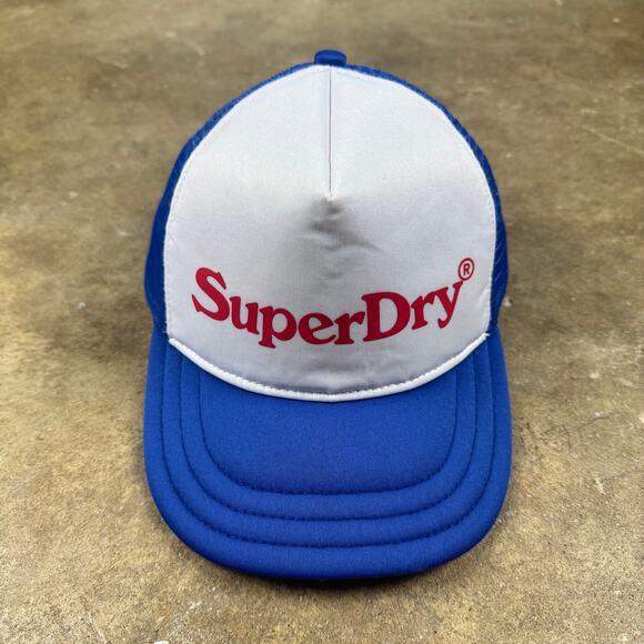 SuperDry Trucker Hat Mesh Snapback OSFM Royal Blue White Red Logo Y2K Style - Picture 1 of 9